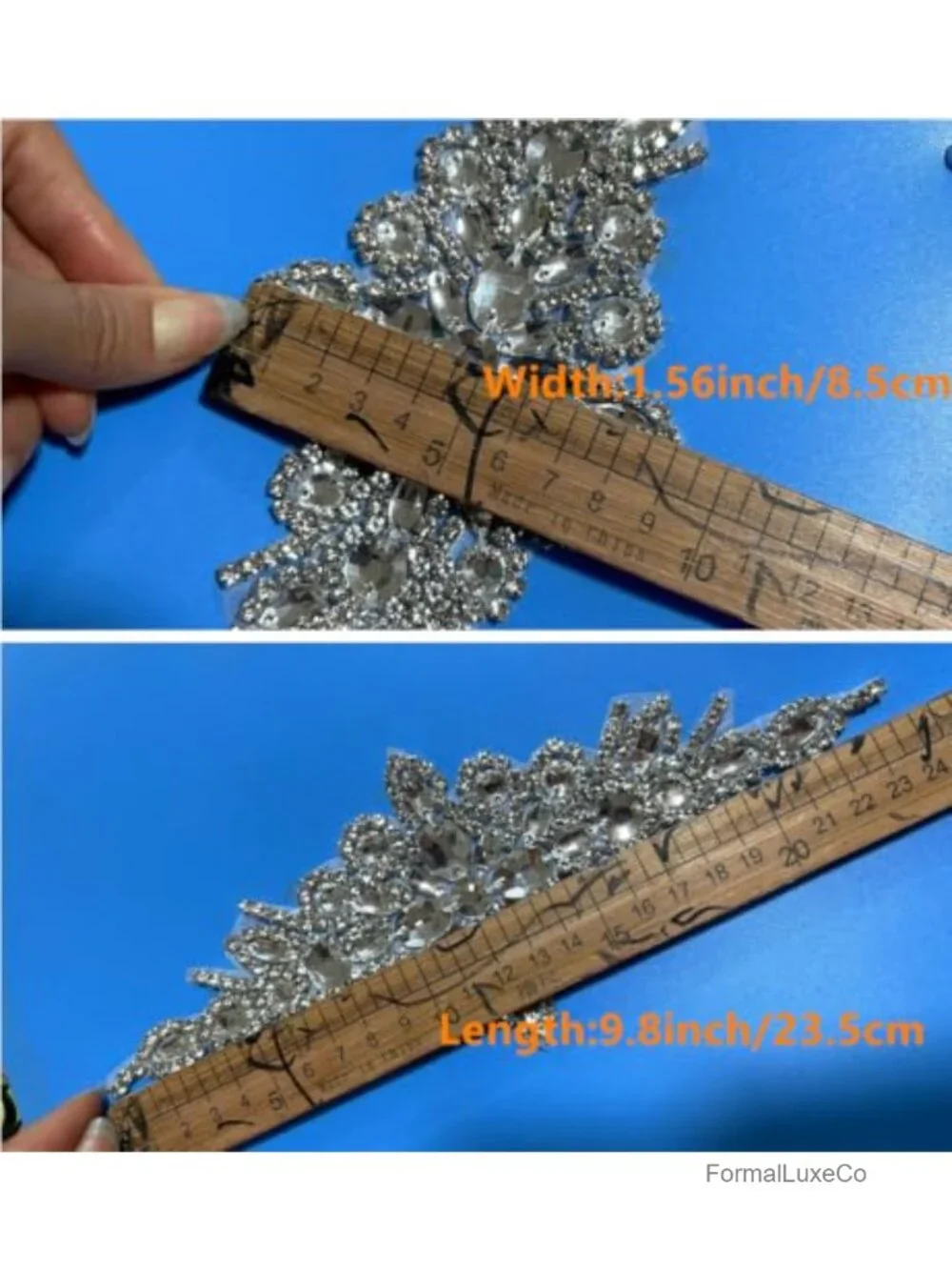 Crystal Rhinestone Applique Wedding Sash Belt with Ribbons